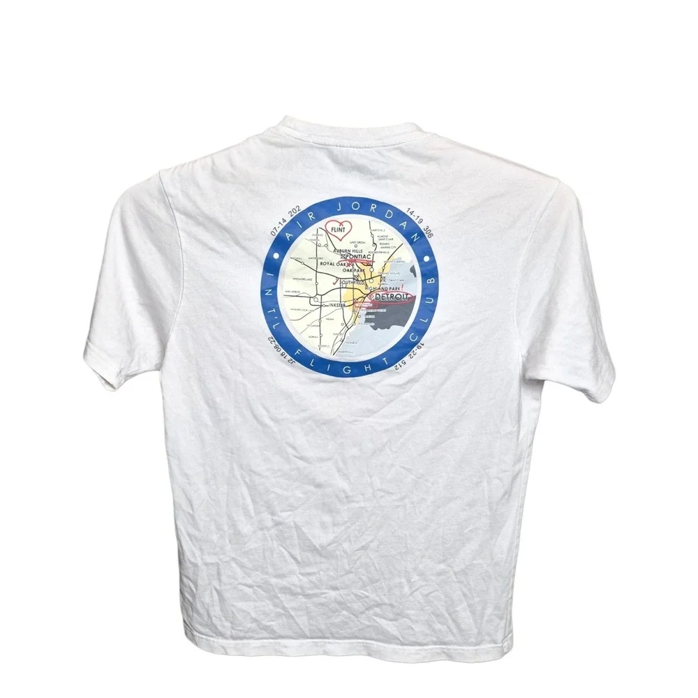 Nike Air Jordan Men's M Flight Club Two18 Detroit Graphic T Shirt White Cotton